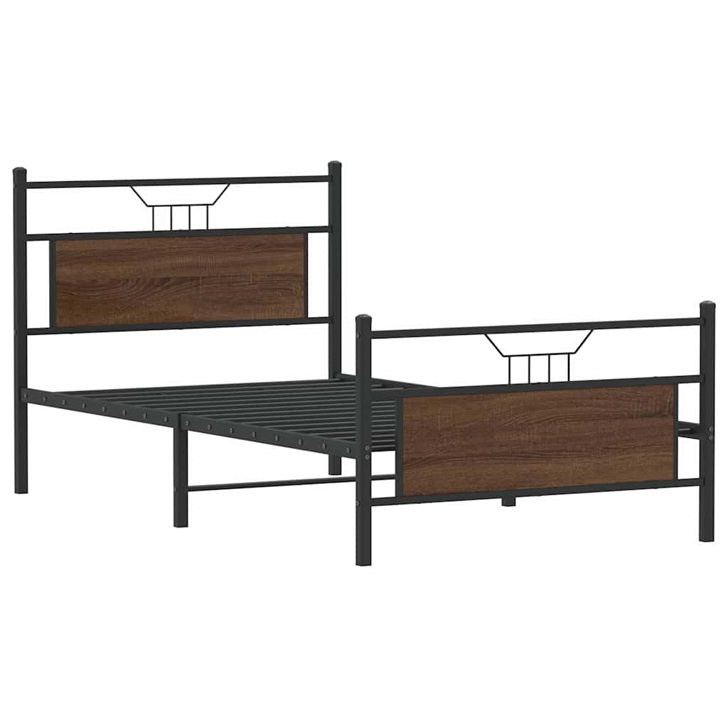 Bed Frame without Mattress Brown Oak 100x190 cm Engineered Wood