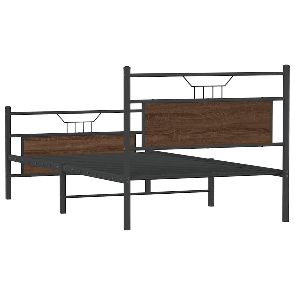Bed Frame without Mattress Brown Oak 100x190 cm Engineered Wood