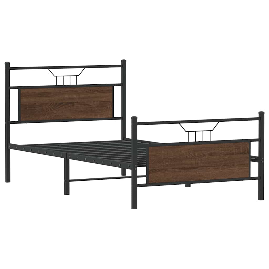 Bed Frame without Mattress Brown Oak 100x200 cm Engineered Wood