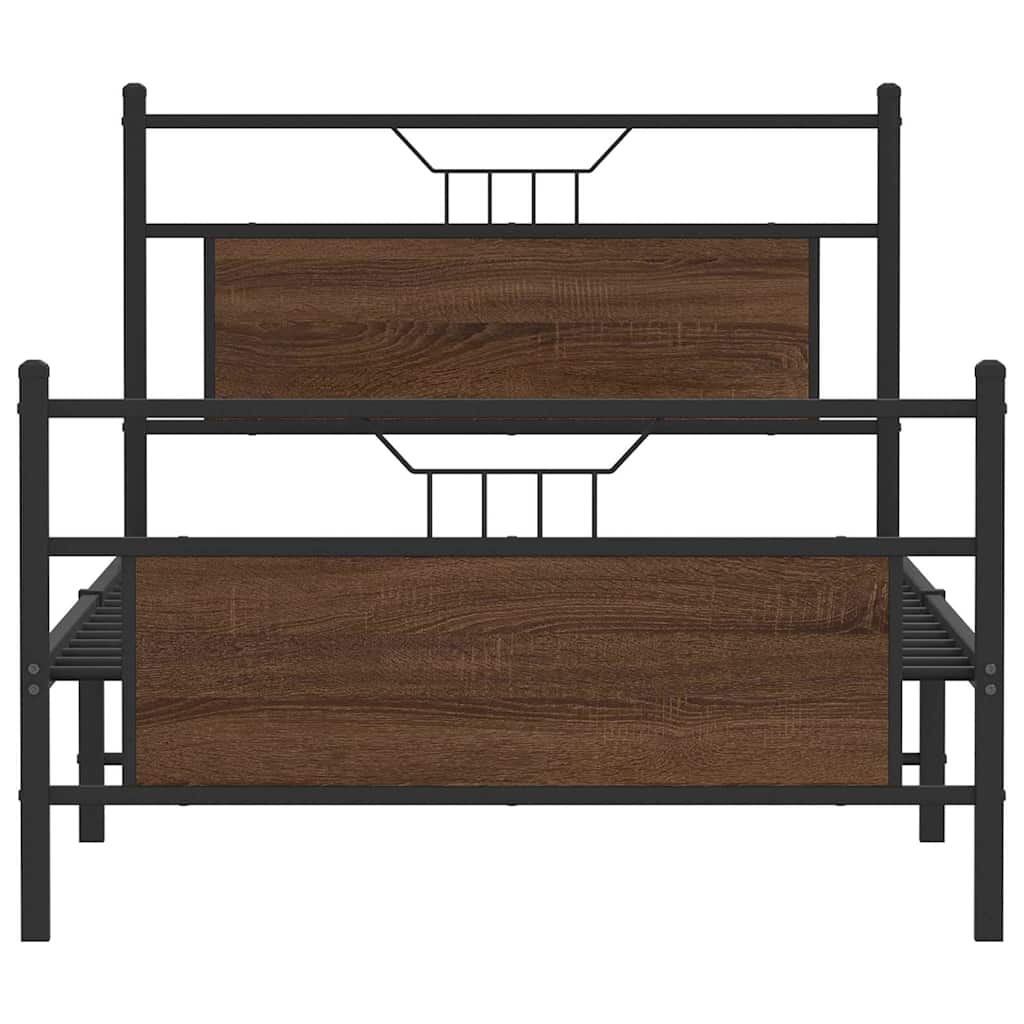 Bed Frame without Mattress Brown Oak 107x203 cm Engineered Wood