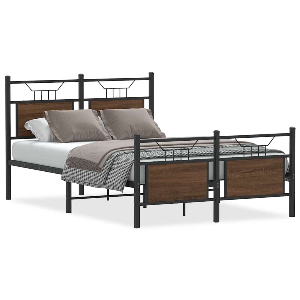 Bed Frame without Mattress Brown Oak 120x190 cm Small Double Engineered Wood