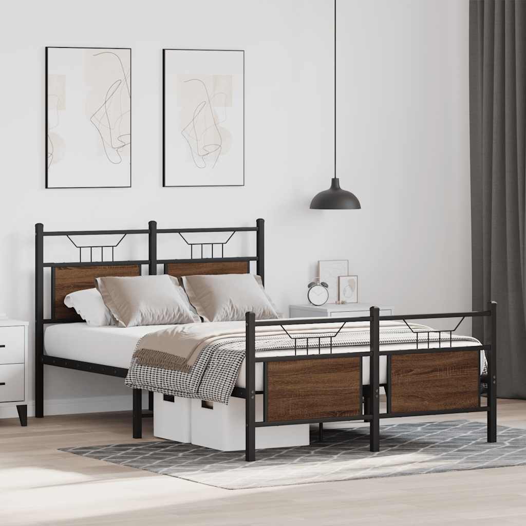 Bed Frame without Mattress Brown Oak 120x190 cm Small Double Engineered Wood