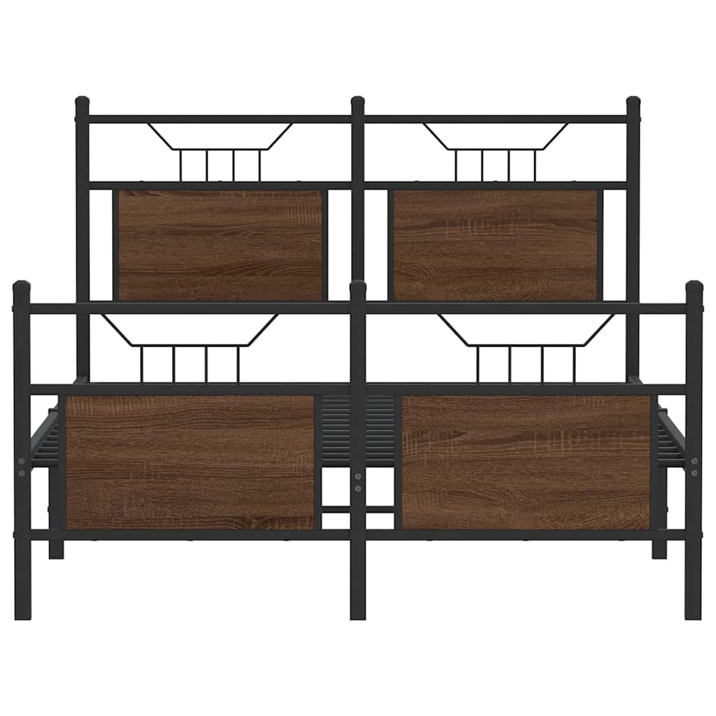 Bed Frame without Mattress Brown Oak 120x190 cm Small Double Engineered Wood