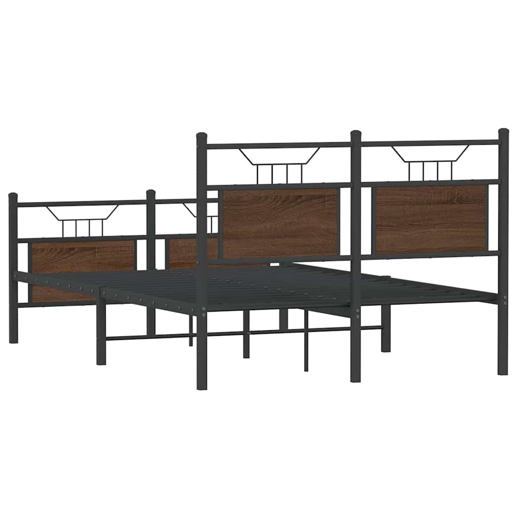 Bed Frame without Mattress Brown Oak 120x190 cm Small Double Engineered Wood