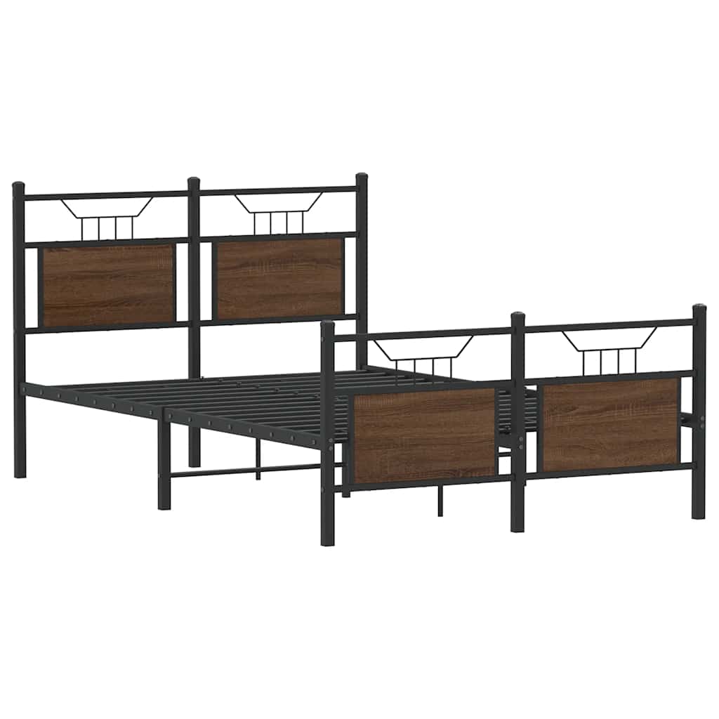 Bed Frame without Mattress Brown Oak 120x200 cm Engineered Wood
