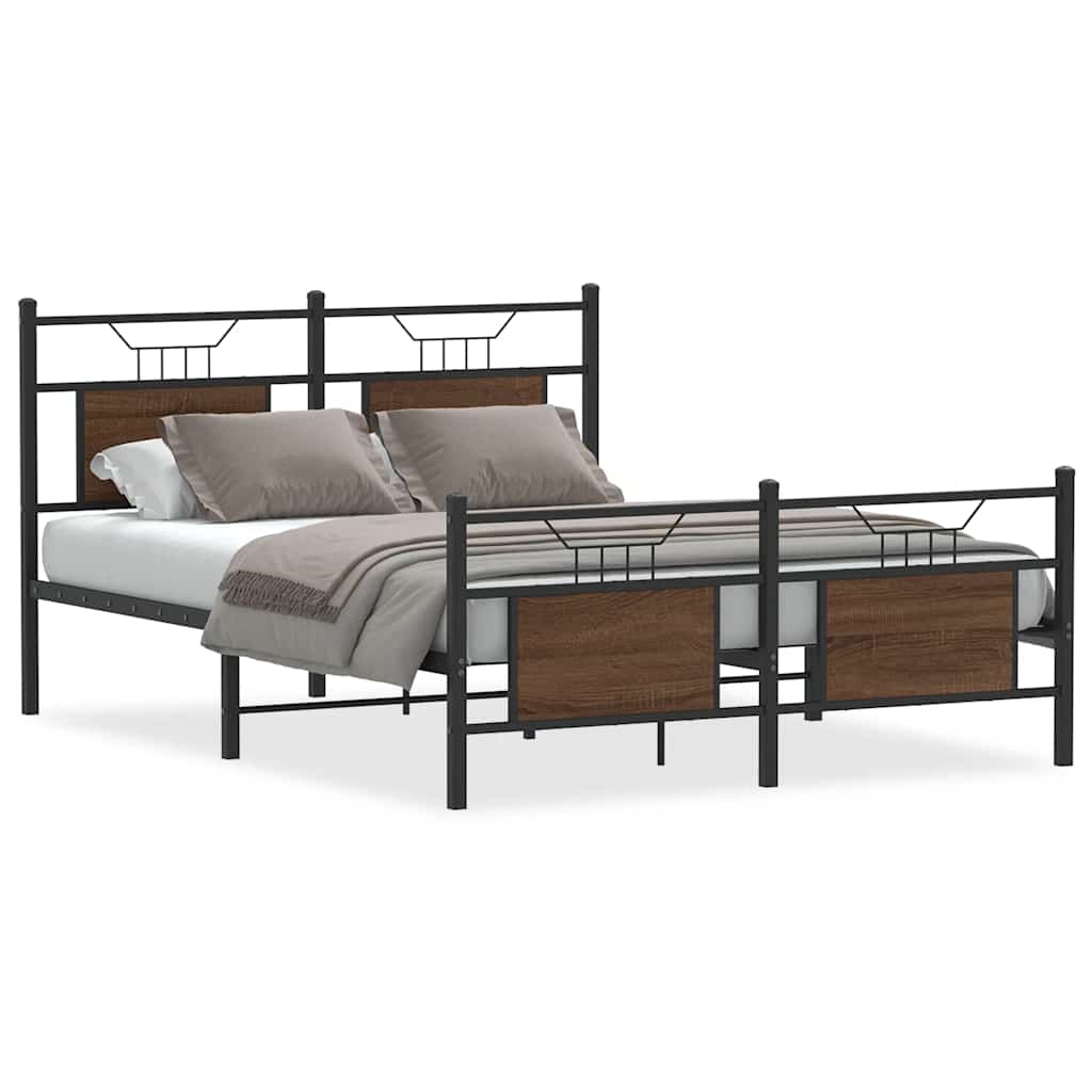 Bed Frame without Mattress Brown Oak 150x200 cm King Size Engineered Wood