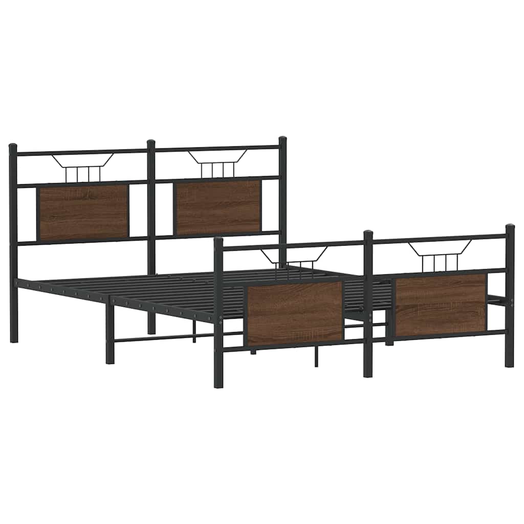 Bed Frame without Mattress Brown Oak 150x200 cm King Size Engineered Wood