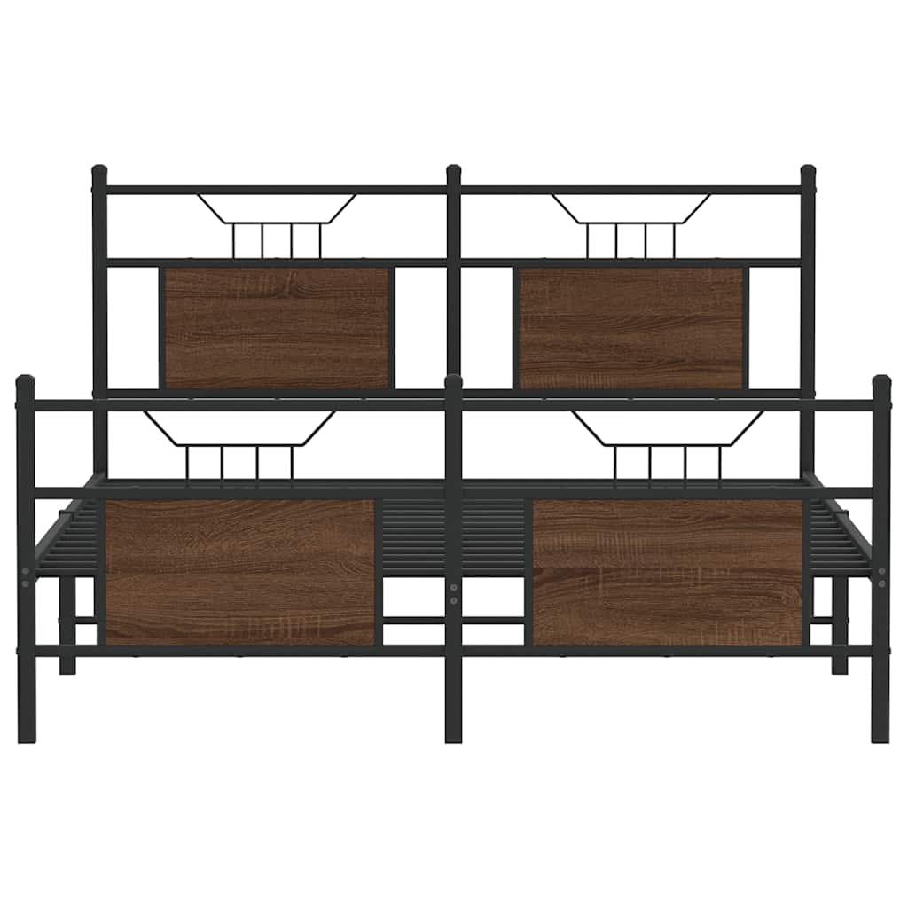 Bed Frame without Mattress Brown Oak 150x200 cm King Size Engineered Wood