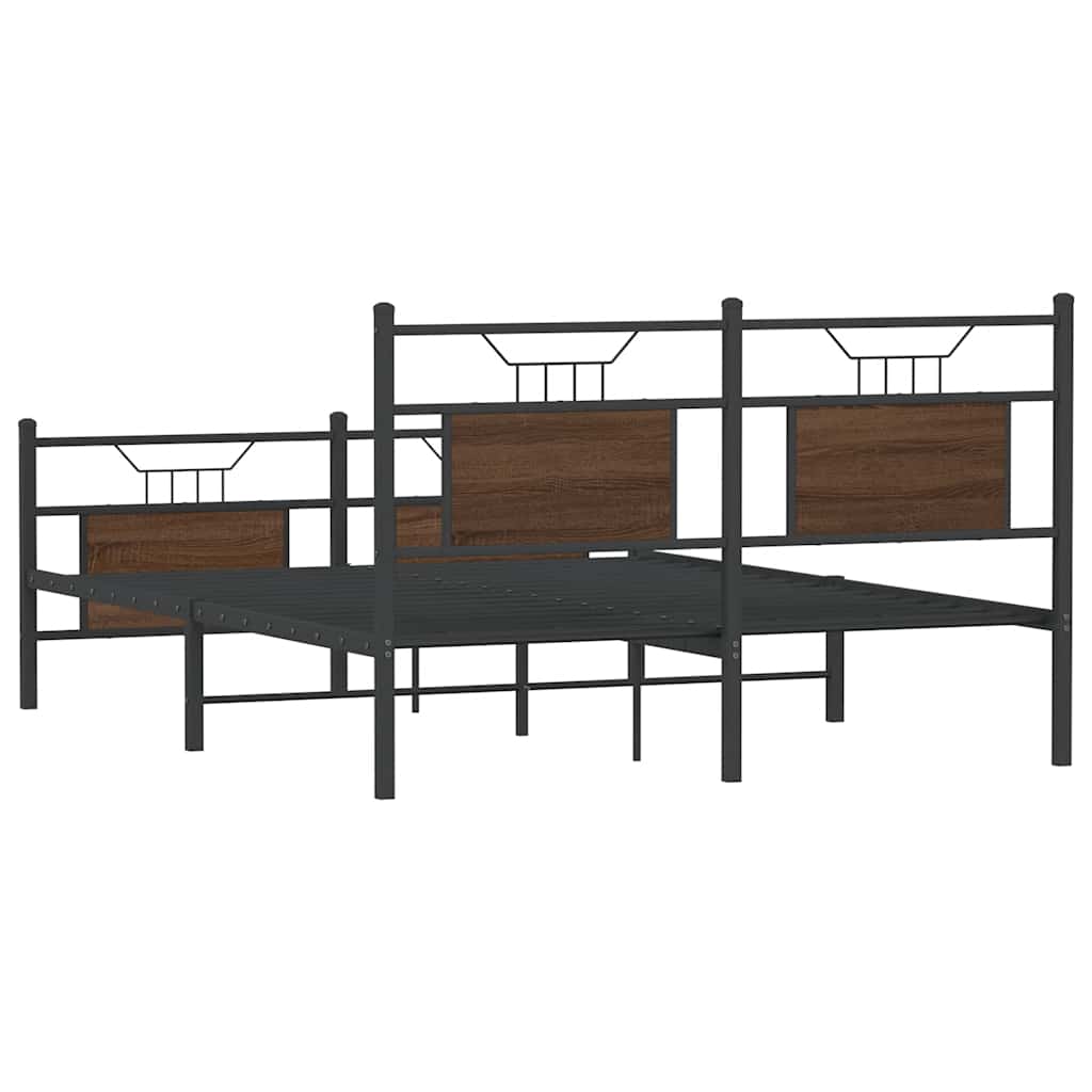Bed Frame without Mattress Brown Oak 150x200 cm King Size Engineered Wood