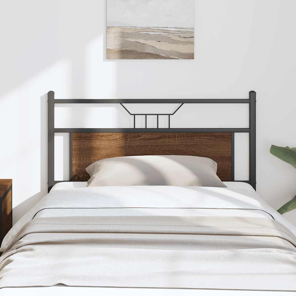 Headboard Brown Oak 100 cm Engineered Wood and Steel