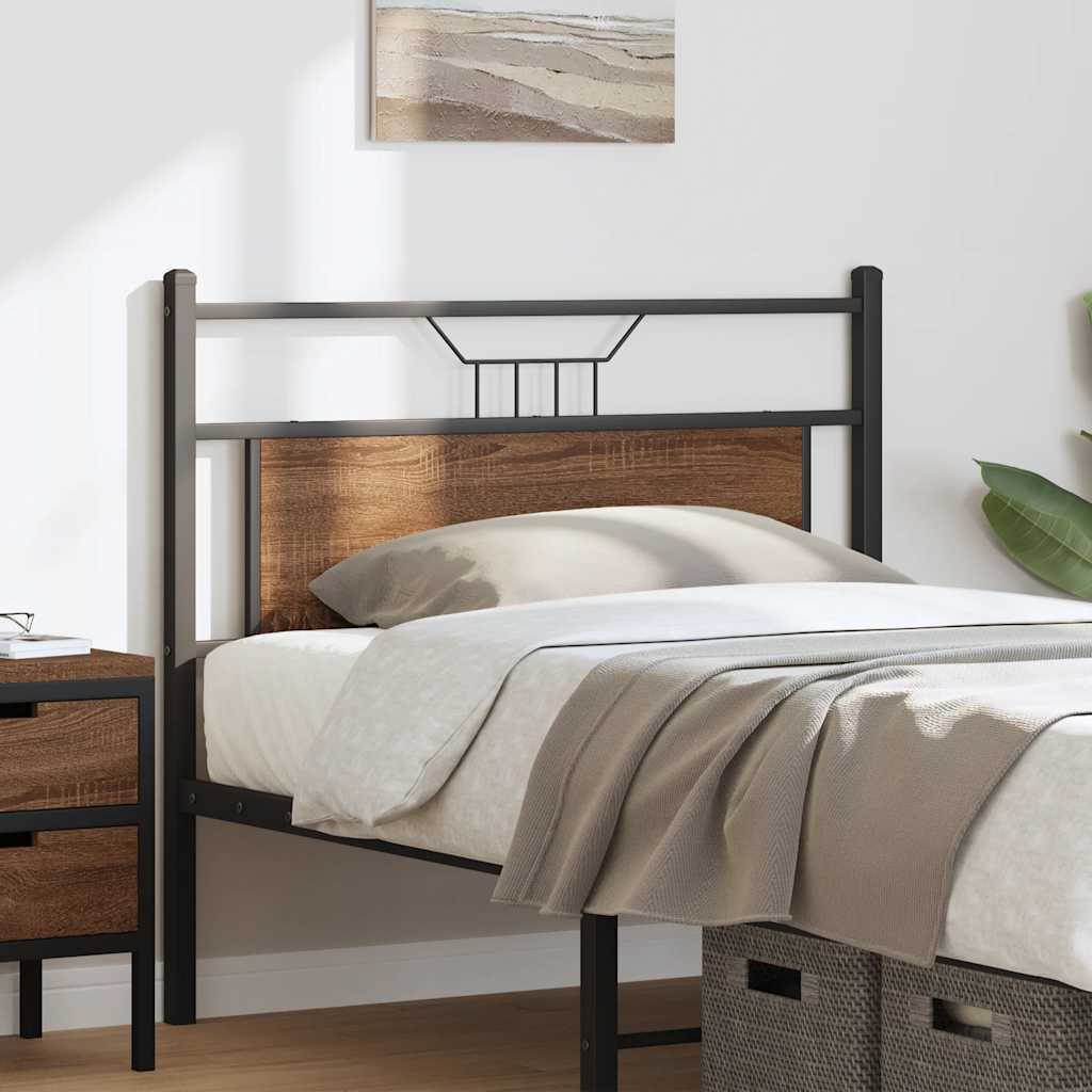 Headboard Brown Oak 107 cm Engineered Wood and Steel