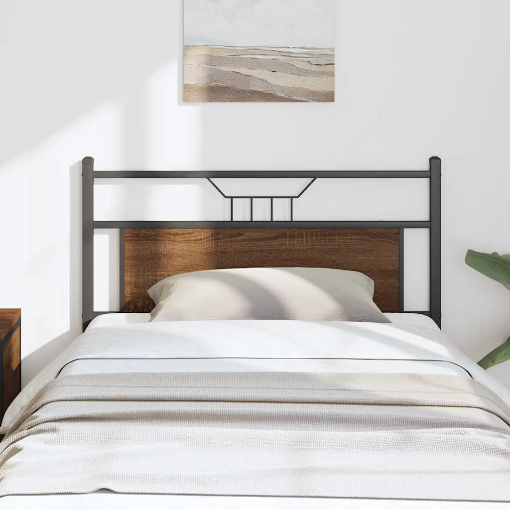 Headboard Brown Oak 107 cm Engineered Wood and Steel
