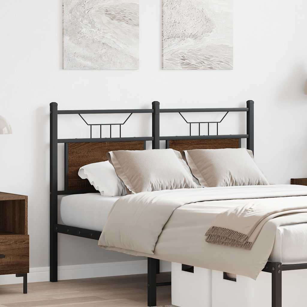 Headboard Brown Oak 120 cm Engineered Wood and Steel