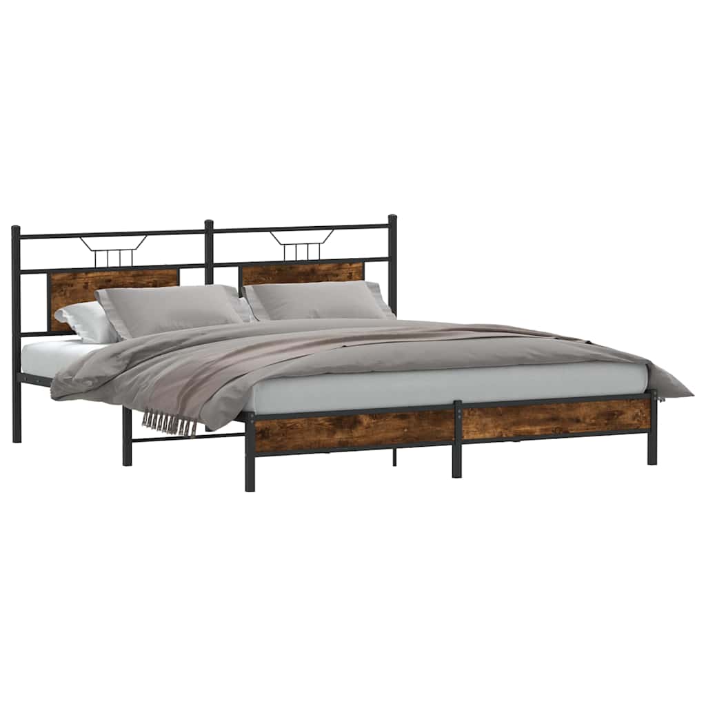 Bed Frame without Mattress Smoked Oak 183x213 cm Engineered Wood
