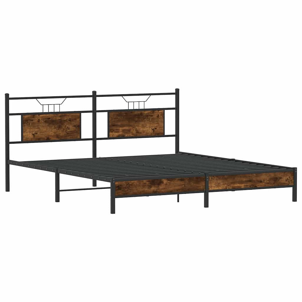 Bed Frame without Mattress Smoked Oak 183x213 cm Engineered Wood