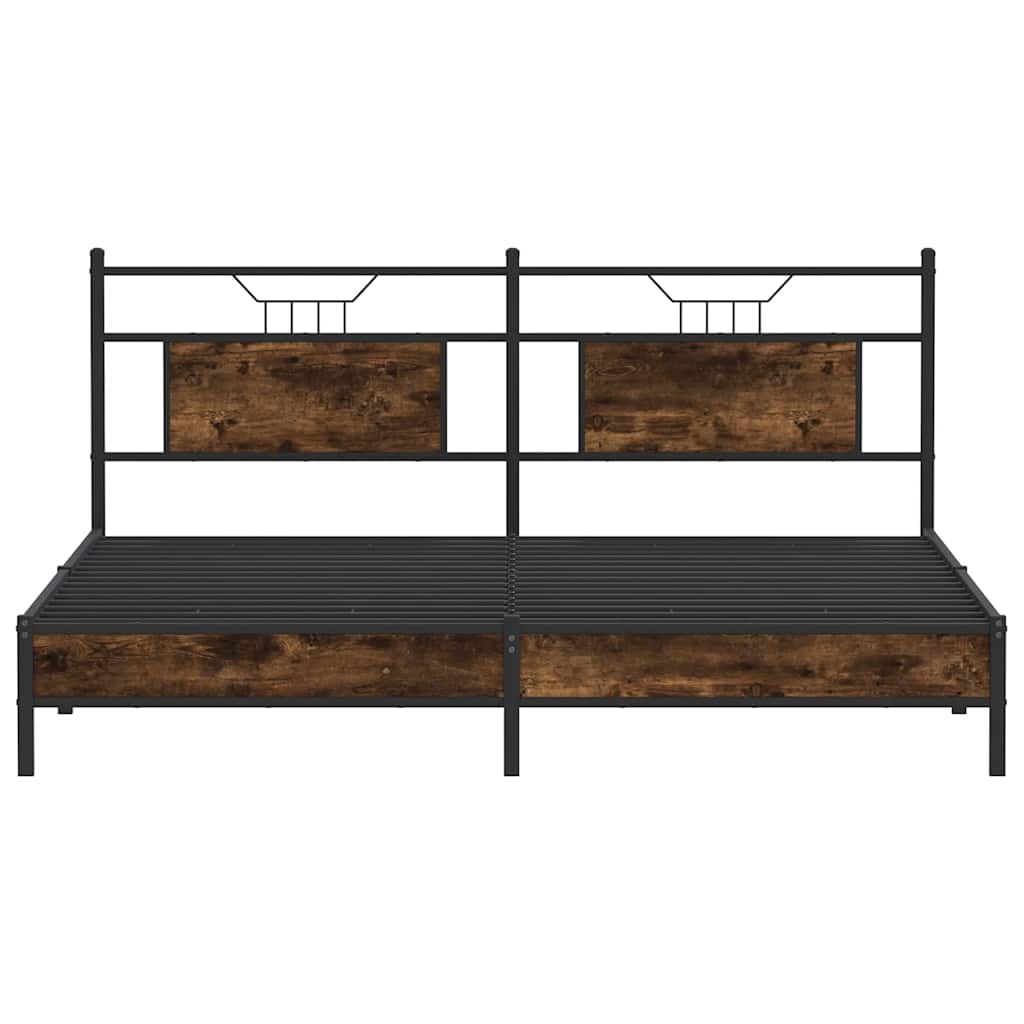 Bed Frame without Mattress Smoked Oak 183x213 cm Engineered Wood