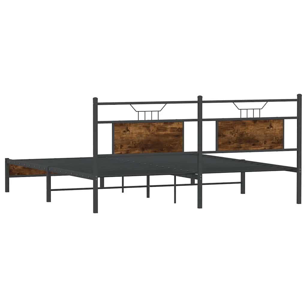 Bed Frame without Mattress Smoked Oak 183x213 cm Engineered Wood