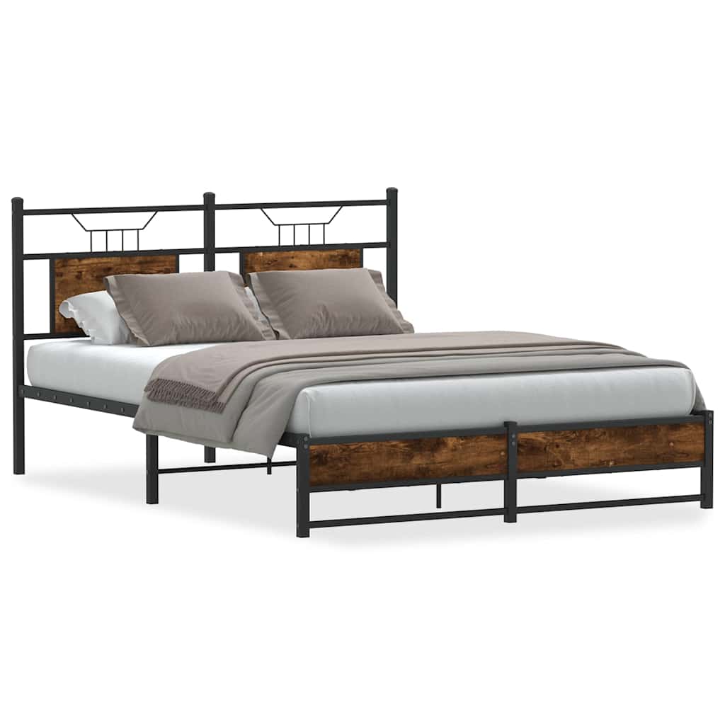 Bed Frame without Mattress Smoked Oak 140x200 cm Engineered Wood