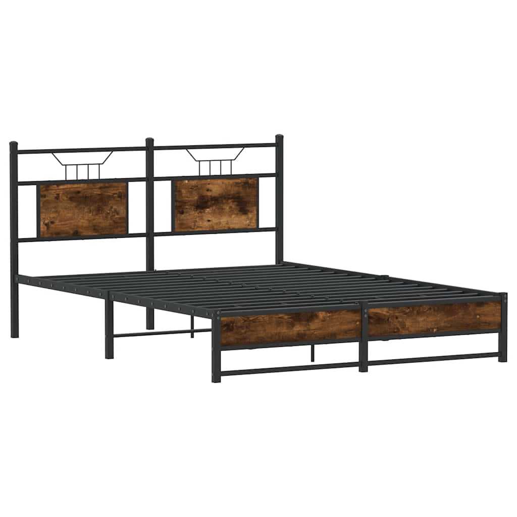 Bed Frame without Mattress Smoked Oak 140x200 cm Engineered Wood