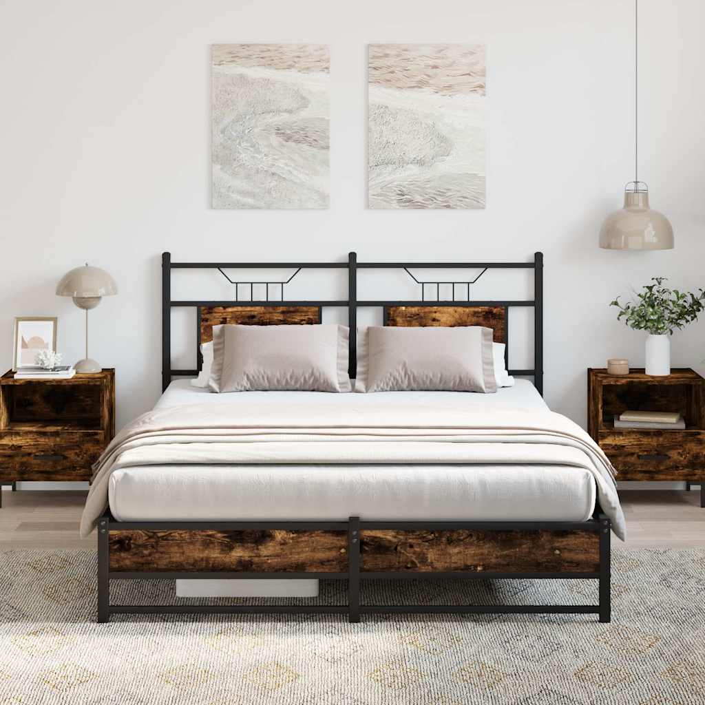 Bed Frame without Mattress Smoked Oak 140x200 cm Engineered Wood