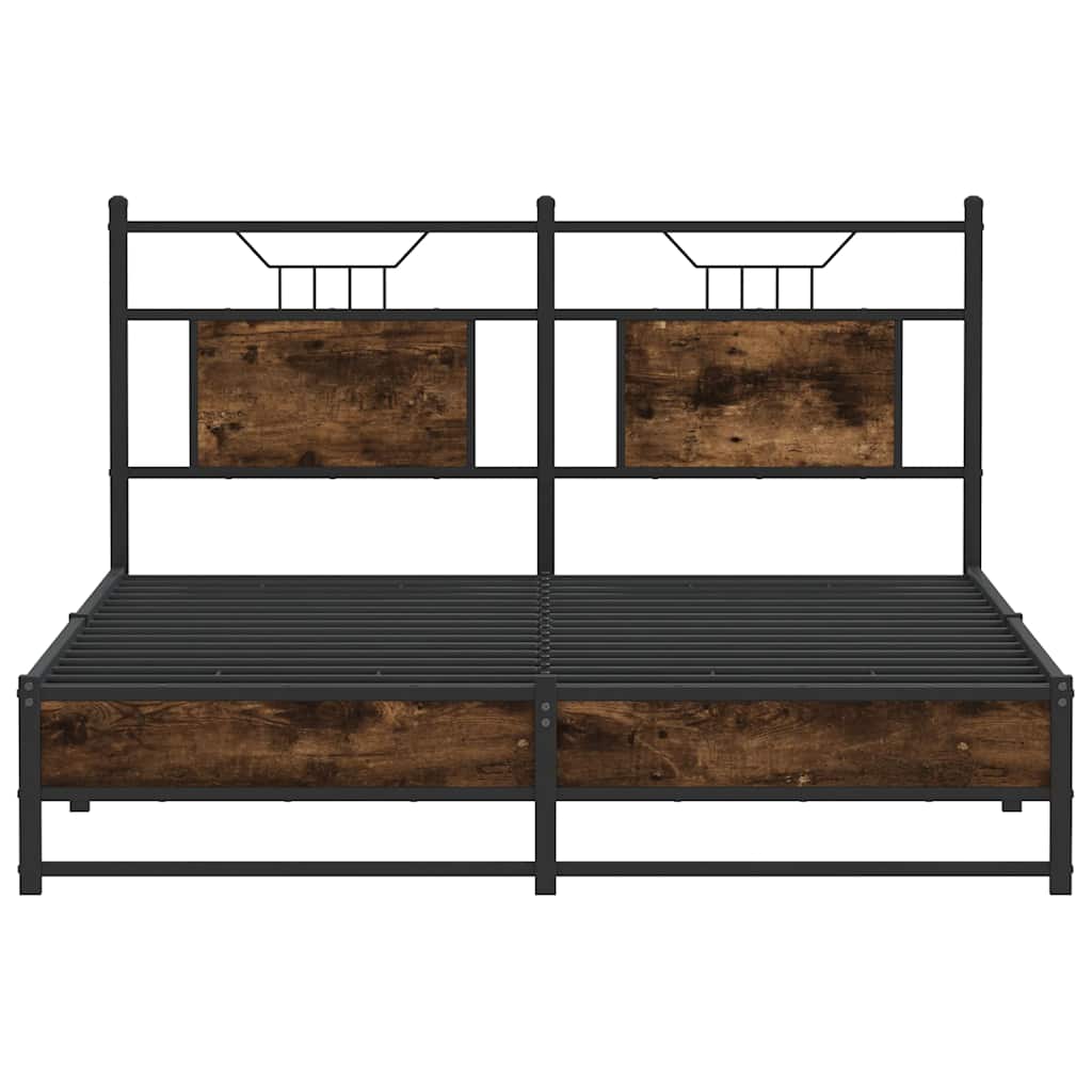 Bed Frame without Mattress Smoked Oak 150x200 cm King Size Engineered Wood