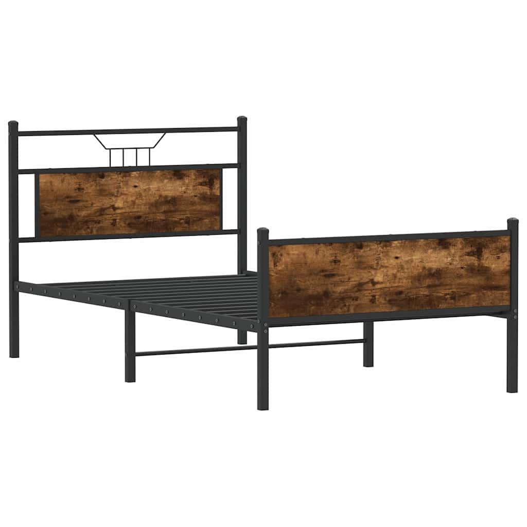 Bed Frame without Mattress Smoked Oak 100x190 cm Engineered Wood