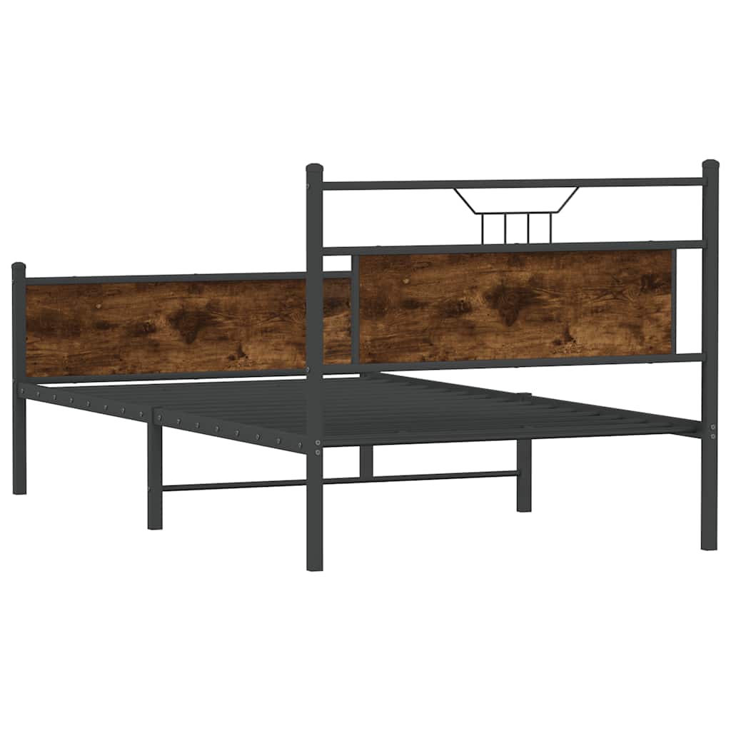 Bed Frame without Mattress Smoked Oak 100x190 cm Engineered Wood