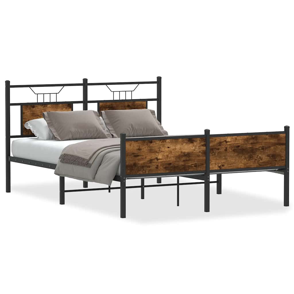 Bed Frame without Mattress Smoked Oak 140x200 cm Engineered Wood