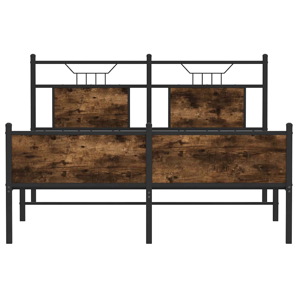 Bed Frame without Mattress Smoked Oak 140x200 cm Engineered Wood