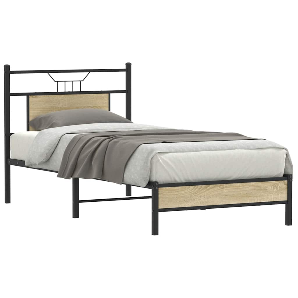 Bed Frame without Mattress Sonoma Oak 90x200 cm Engineered Wood