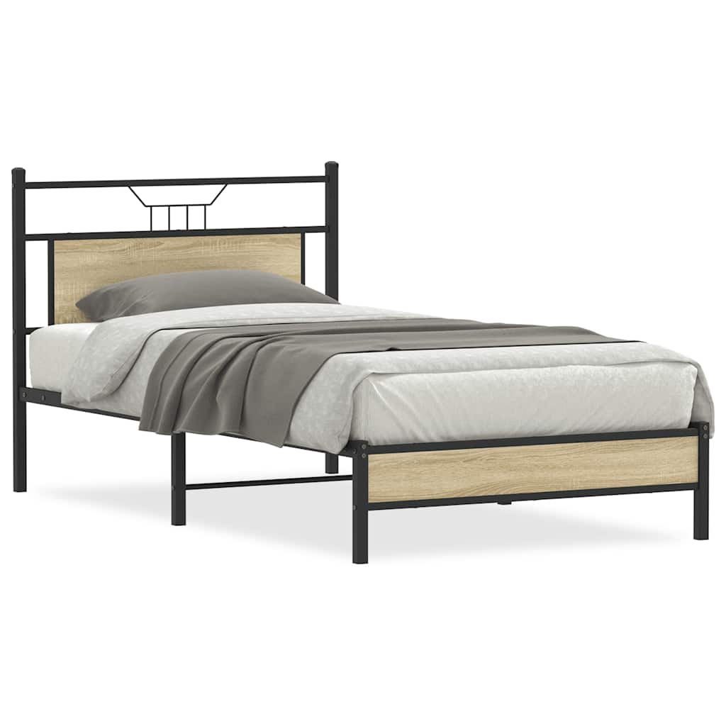 Bed Frame without Mattress Sonoma Oak 100x200 cm Engineered Wood