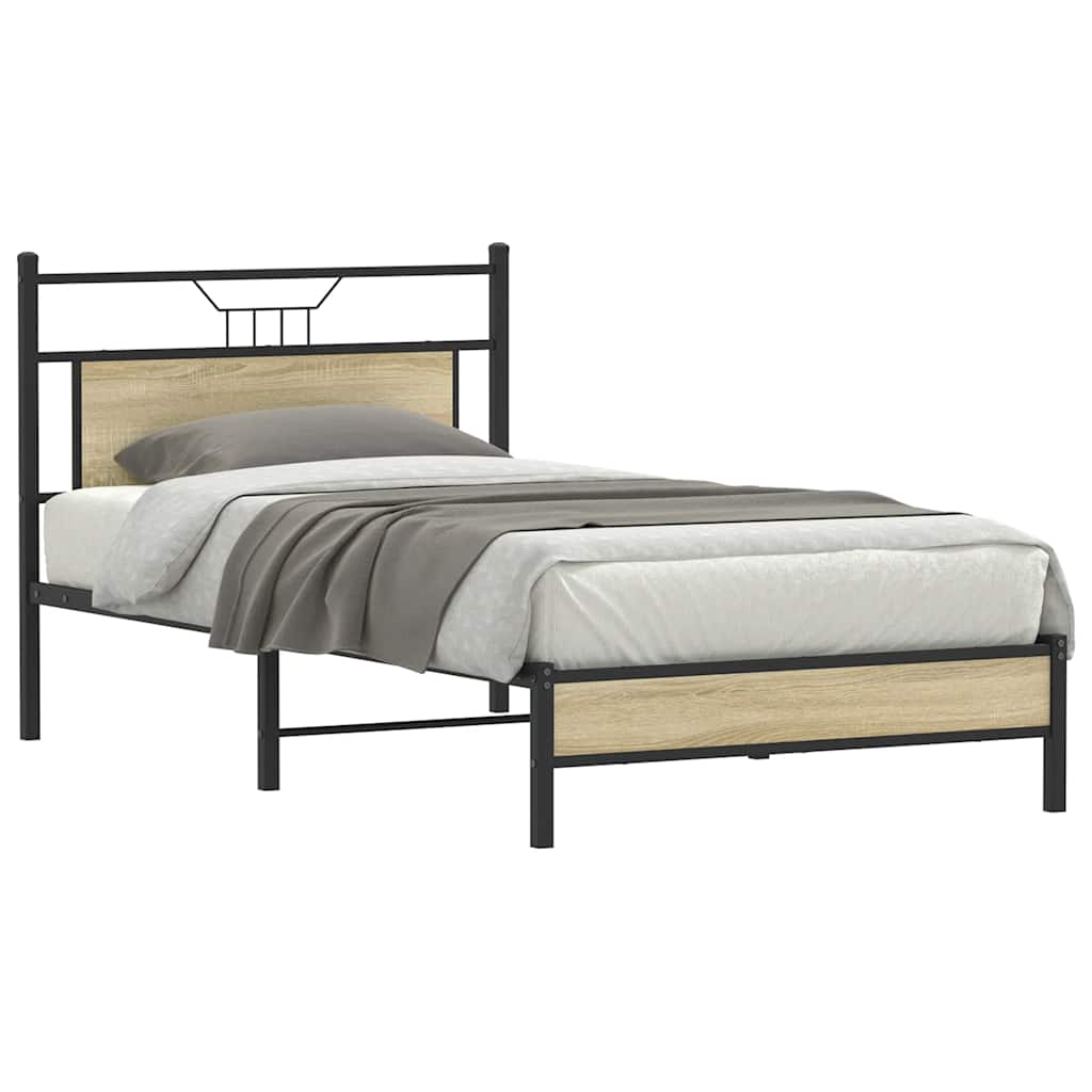 Bed Frame without Mattress Sonoma Oak 100x200 cm Engineered Wood