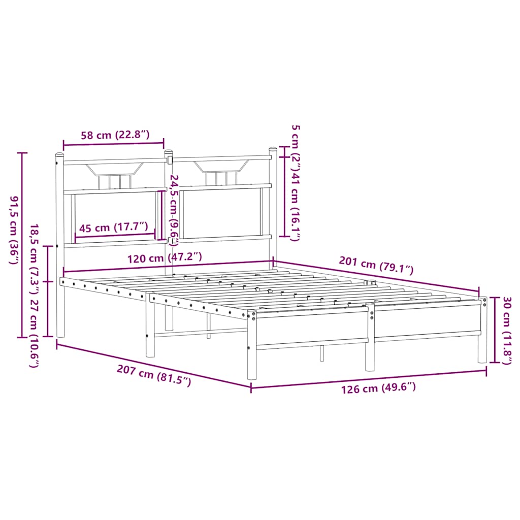 Bed Frame without Mattress Sonoma Oak 120x200 cm Engineered Wood