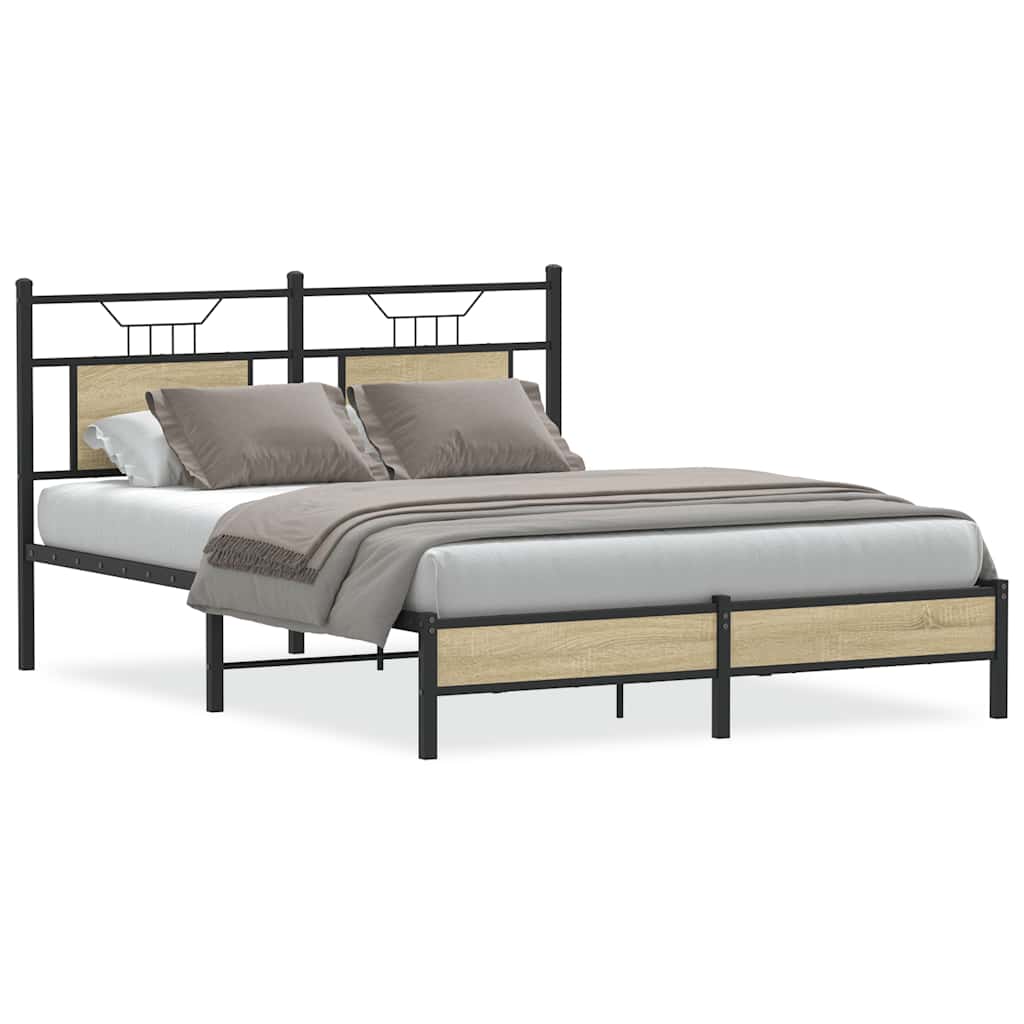 Bed Frame without Mattress Sonoma Oak 140x190 cm Engineered Wood
