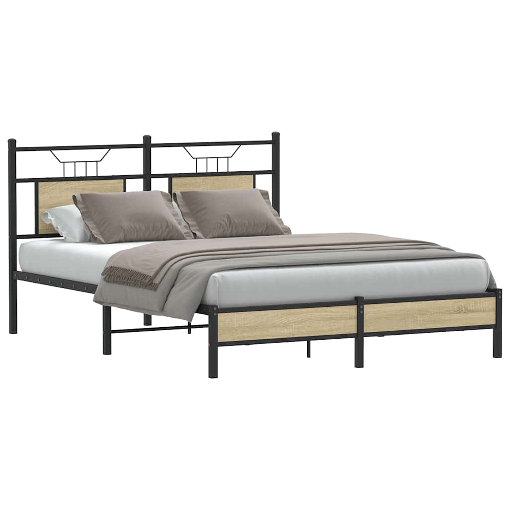 Bed Frame without Mattress Sonoma Oak 140x190 cm Engineered Wood