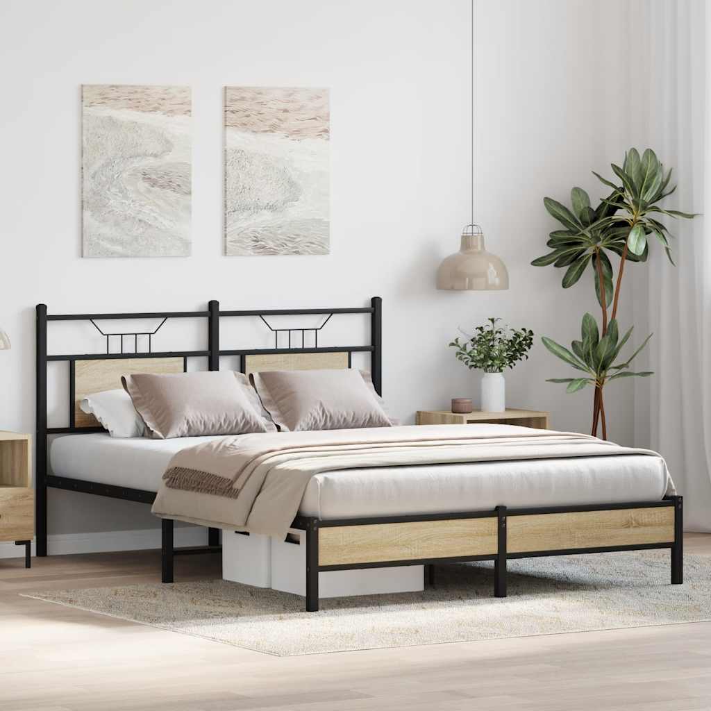 Bed Frame without Mattress Sonoma Oak 140x190 cm Engineered Wood