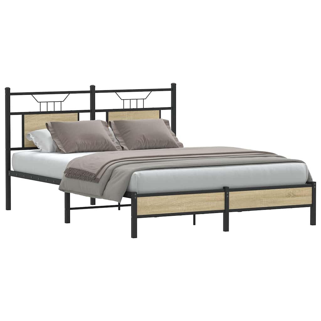 Bed Frame without Mattress Sonoma Oak 140x200 cm Engineered Wood