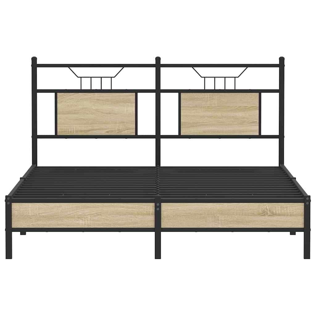 Bed Frame without Mattress Sonoma Oak 140x200 cm Engineered Wood