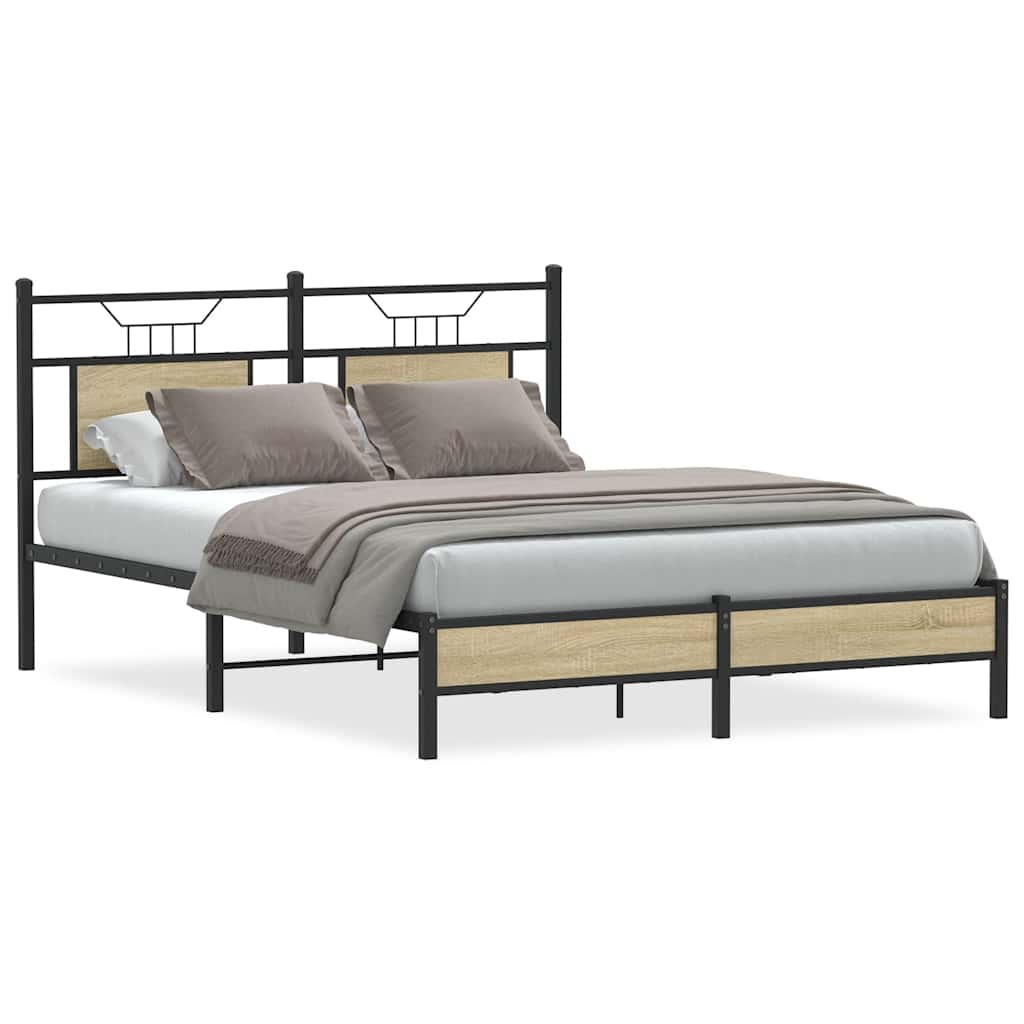 Bed Frame without Mattress Sonoma Oak 150x200 cm King Size Engineered Wood