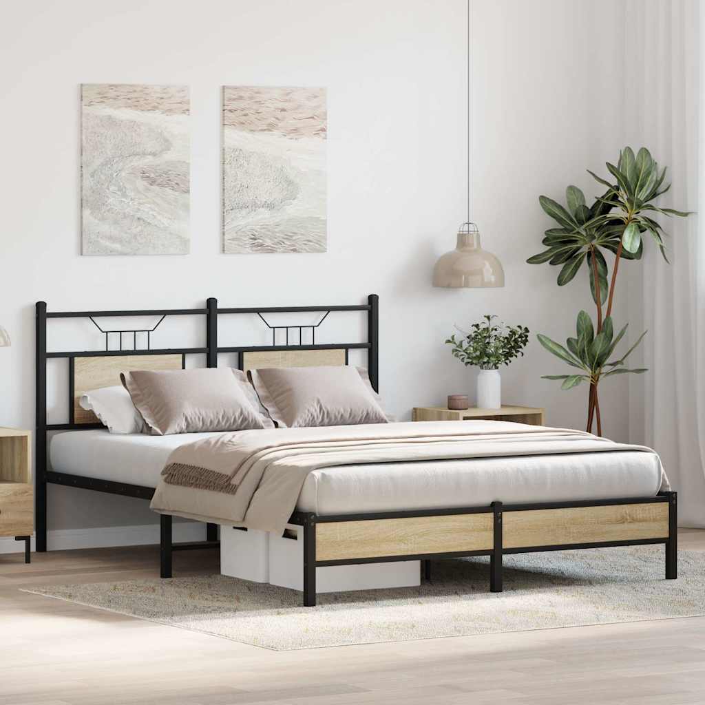 Bed Frame without Mattress Sonoma Oak 150x200 cm King Size Engineered Wood