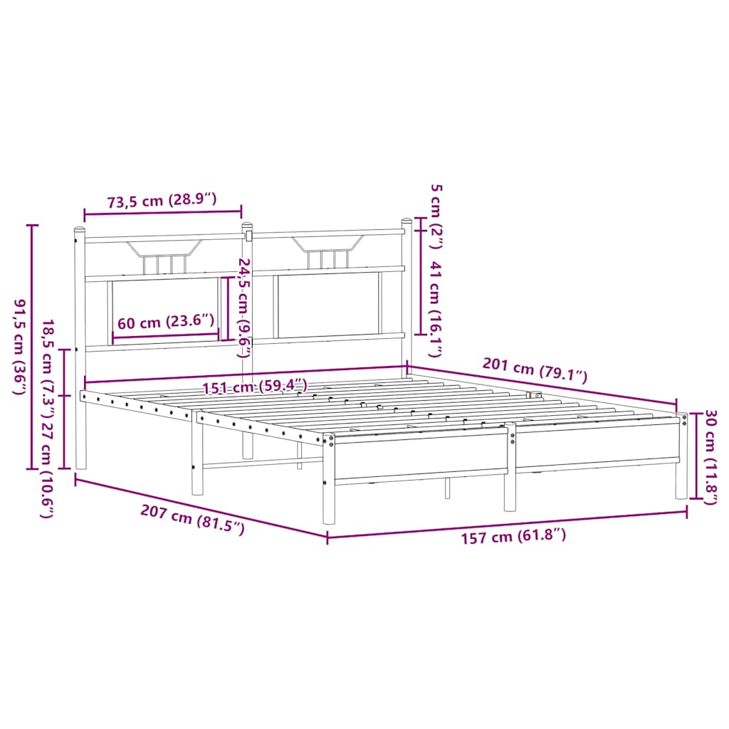 Bed Frame without Mattress Sonoma Oak 150x200 cm King Size Engineered Wood