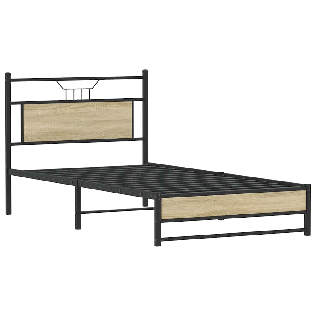 Bed Frame without Mattress Sonoma Oak 100x200 cm Engineered Wood