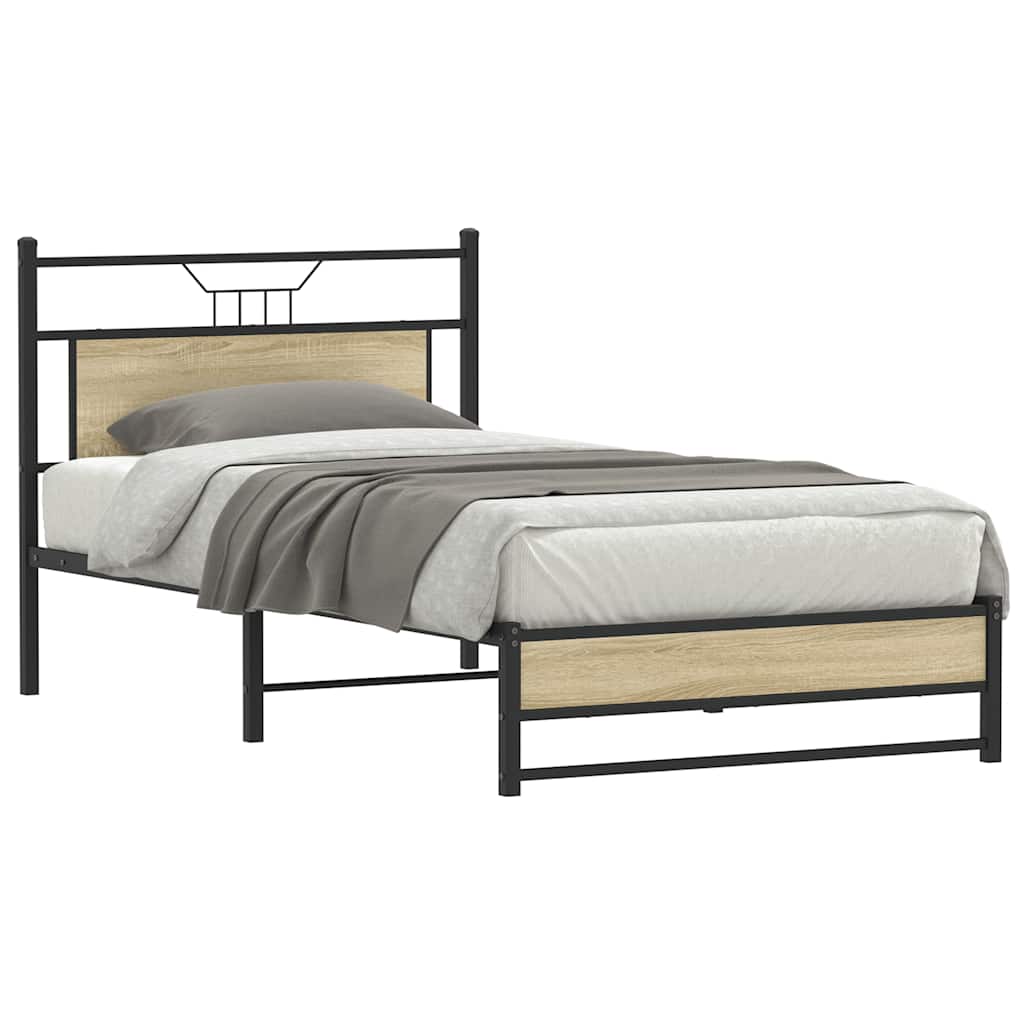 Bed Frame without Mattress Sonoma Oak 107x203 cm Engineered Wood