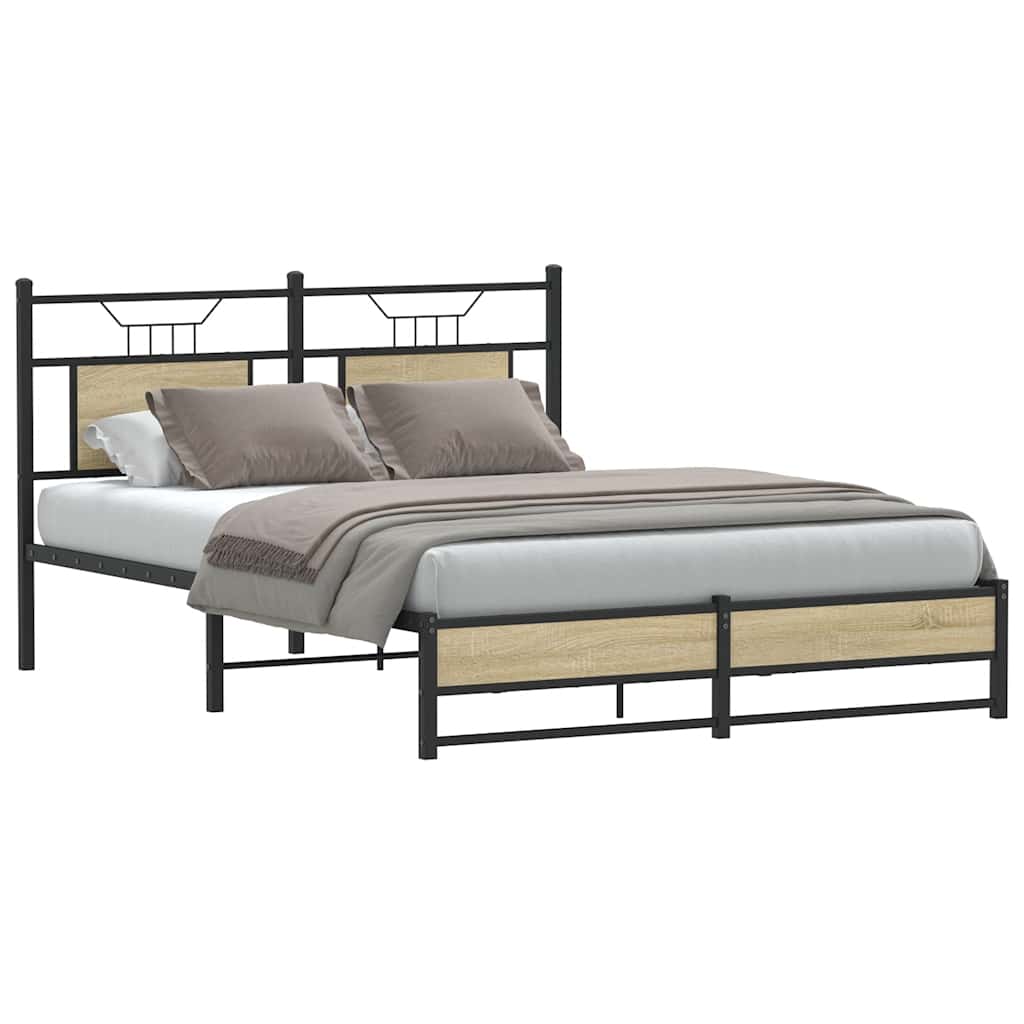 Bed Frame without Mattress Sonoma Oak 137x190 cm Engineered Wood