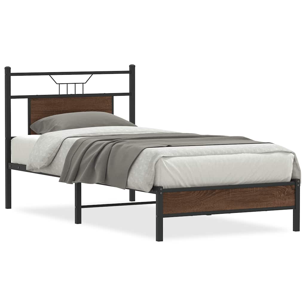 Bed Frame without Mattress Brown Oak 75x190 cm Small Single Engineered Wood