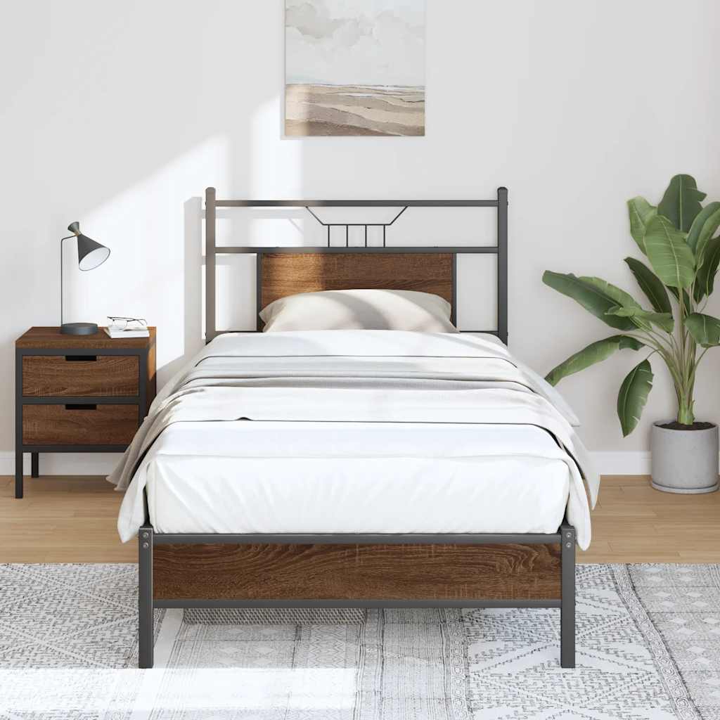 Bed Frame without Mattress Brown Oak 80x200 cm Engineered Wood