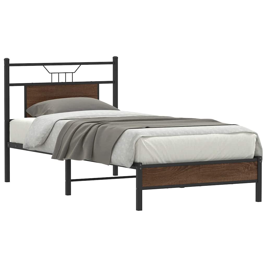Bed Frame without Mattress Brown Oak 80x200 cm Engineered Wood