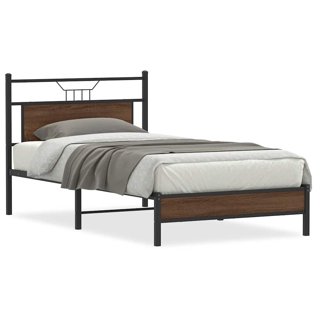 Bed Frame without Mattress Brown Oak 100x200 cm Engineered Wood