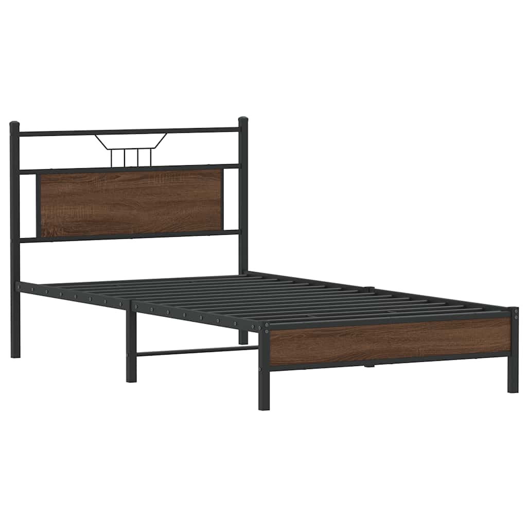 Bed Frame without Mattress Brown Oak 107x203 cm Engineered Wood