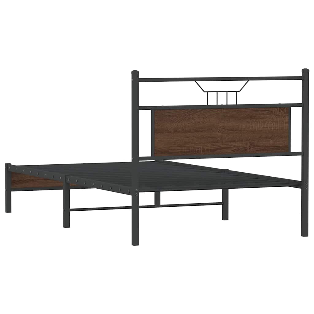 Bed Frame without Mattress Brown Oak 107x203 cm Engineered Wood